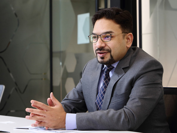 Merck Biopharma Korea General Manager Javed Alam talks about his company's present focuses and future goals during a recent interview with Korea Biomedical Review at the company's main office in Gangnam-gu, Seoul.