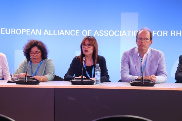 Annamaria Iagnocco, EULAR President and Professor of Rheumatology at the University of Turin, explains the significance of the convention this year in a press conference during EULAR 2022 at Bella Center in Copenhagen, Denmark.