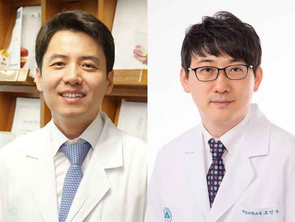 Professors Shin Yong-wook (left) and Jo Min-woo at Asan Medical Center have confirmed that five out of 100 Koreans suffer from depression. (AMC)