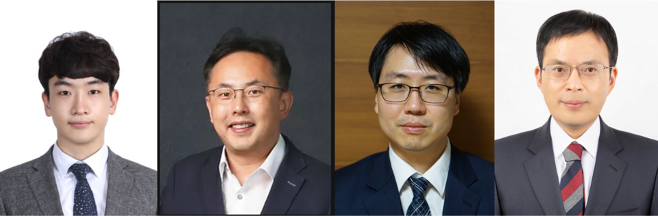 (From right) Professor Yoon Dae-sung, Lee Gyu-do, Lee Jeong-hoon and Lee-Dong-tak from Korea University and other professors have jointly developed a platform to screen protein corona for curing Alzheimer’s Disease. (NRK)