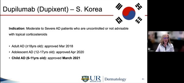 Dermatology Professor Lisa Beck at the University of Rochester Medical Center says that Sanofi-Aventis Korea has confirmed the safety and tolerability profile of its atopic dermatitis (AD) treatment Dupixent (ingredient: Dupilumab) in phase 3 clinical trials in a news conference on Monday.