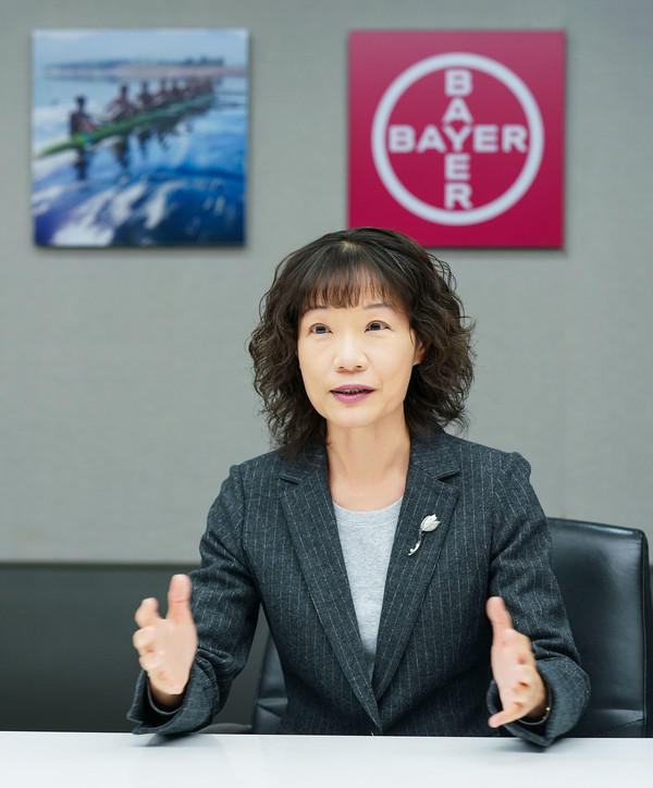 Bayer Korea CEO Freda Lin talks about their company's current activities and future goals during a recent interview with Korea Biomedical Review at the company's main office in Dongjak-gu, Seoul.