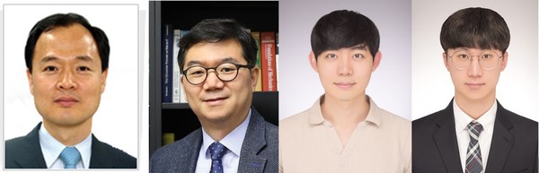 From left, Professors Choi Yang-kyu and Choi Sung-Yool of School of Electrical Engineering of KAIST, Ph. D Candidates Han Joon-Kyu and Oh Jung-yeop have developed highly scalable neuromorphic hardware, a copycat model of the human brain.