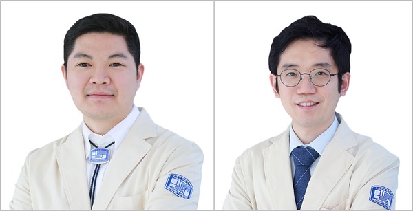 Professors Sung Pil-soo (left) and Lee Soon-kyu at St. Mary’s Hospital have found that Daratumumab, a targeted cancer therapy for multiple myeloma patients, can reactivate the hepatitis B virus.