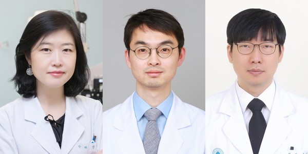A joint research team, led by Professors Sung Kyung-rim (left) and Shin Joong-won of Asan Medical Center, and Professor Son Gil-hwan at Gangneung Asan Hospital, have developed an AI model that can diagnose high-risk glaucoma patients.