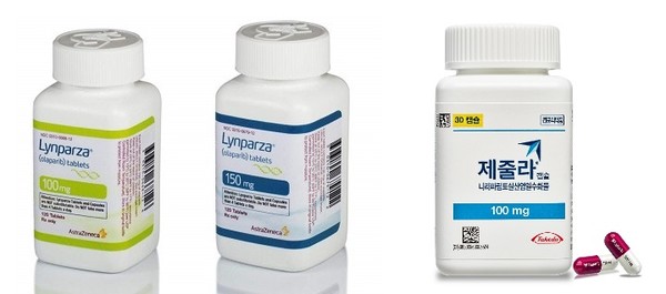 AstraZeneca’s PARP inhibitor Lynparza 100mg, 150mg, and Takeda’s Zejula 100mg (right) got health insurance benefits for the first-line maintenance therapy in ovarian cancer.