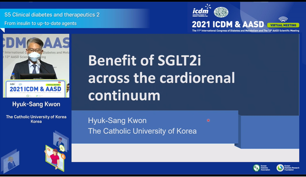 Professor Kwon Hyuk-sang of the Catholic University of Korea introduced the benefits of SGLT2 inhibitor (SGLT2i) for cardiorenal continuum at the 2021 International Congress of Diabetes and Metabolism (ICDM).