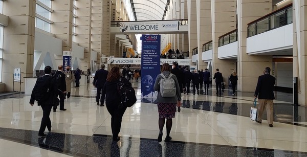 Participants enter the Radiological Society of North America’s 107th Scientific Assembly and Annual Meeting (RSNA 2021) in Chicago, Ill, the U.S., on Sunday.