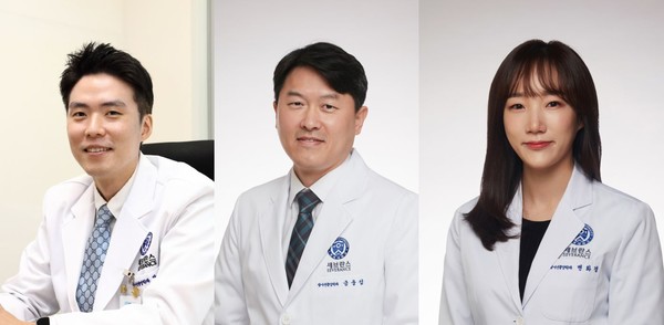 A Severance research team has confirmed that precision radiation therapy can maximize the chemotherapy’s effect for metastatic colorectal cancer. They are, from left, Professors Jang Ji-seok at Gangnam Severance Hospital and Koom Woong-sub and Byun Hwa-kyung at Severance Hospital.