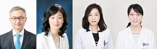 A group of National Cancer Center researchers has confirmed that B-cell lymphoma patients in complete remission after combined immunochemotherapy can develop Guillain-Barré syndrome after receiving Pfizer’s Covid-19 vaccine. They are, from left, Professors Um Hyun-seok, Hyun Jae-won, Jeong Jun-young, and Park So-hyun.