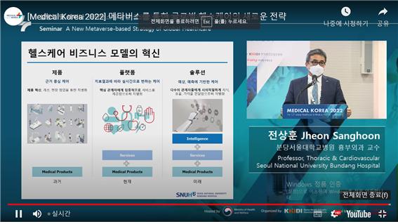 Jheon Sang-hoon, a thoracic and cardiovascular surgery professor at Seoul National University Bundang Hospital, speaks at Medical Korea 2022.
