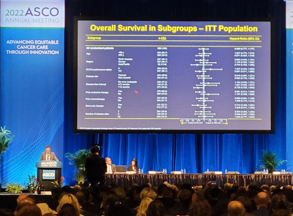 Richard S. Finn, a professor at the Geffen School of Medicine at UCLA who gave the presentation, speaks on the overall survival data from the phase 3 PALOMA-2 study of Ibrance at the American Society of Clinical meeting Oncology on Saturday.