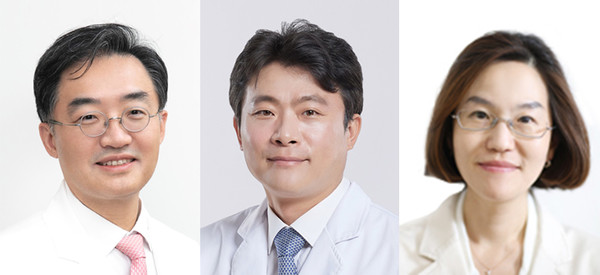 A joint research team has developed an algorithm that effectively controls blood sugar levels in type 2 diabetes patients. They are, from left, Professors Cho Young-min at Seoul National University Hospital, Won Jong-chul at Inje University Sanggye Paik Hospital, and Rhee Eun-jung at Kangbuk Samsung Hospital.