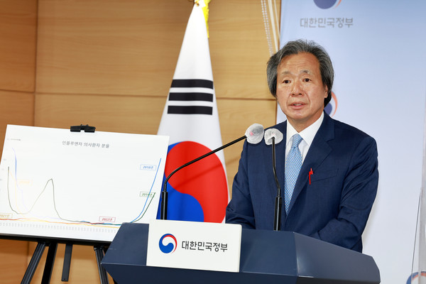 Jung Ki-suck,  head of the National Advisory Committee on Infectious Disease Crisis Response, during a press briefing on Wednesday.