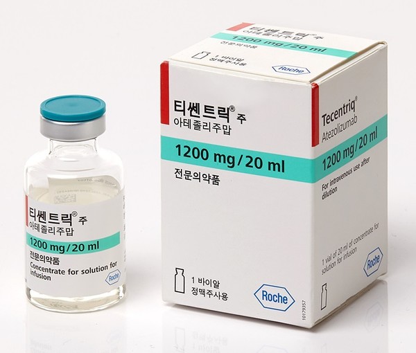 Tecentriq (atezolizumab), an anti-PD-L1 drug developed by Roche