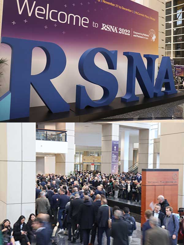 Exhibitors and visitors are registering for the RSNA 2022 meeting at the McCormick Place Convention Center in Chicago, Ill., on Sunday. Due to the globally relaxed Covid-19 quarantine measures, the on-site participation was much larger compared to last year.