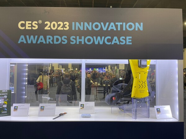 German Bionic showcases Cray X exoskeleton, which won the Best of Innovation Award at CES 2023,  at CES Unveiled in Las Vegas, on Tuesday.  (Credit: Min Kyeong-joong)