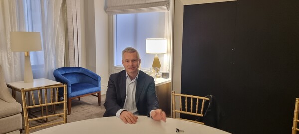 Orum Therapeutics CMO Olaf Christensen talks about the company’s technology and its goals during an interview with Korea Biomedical Review at the Westin St. Francis San Francisco on Monday, on the sideline of the 2023 J.P. Morgan Healthcare Conference.
