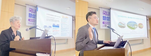 Professor Lee Beom-hee (right) of the Pediatric and Adolescent Department at Asan Medical Center stressed the need to establish an operational system to revitalize genetic counseling as Korea Rare Disease Foundation Chair Kim Hyeon-ju looks on.