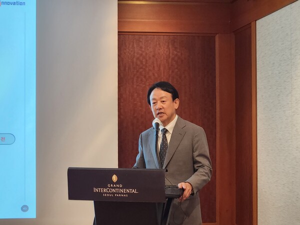​GI Innovation Chairman & CEO Rhee Byung-gun speaks about the company's strategy for its most promising pipelines. (Credit: KBR)