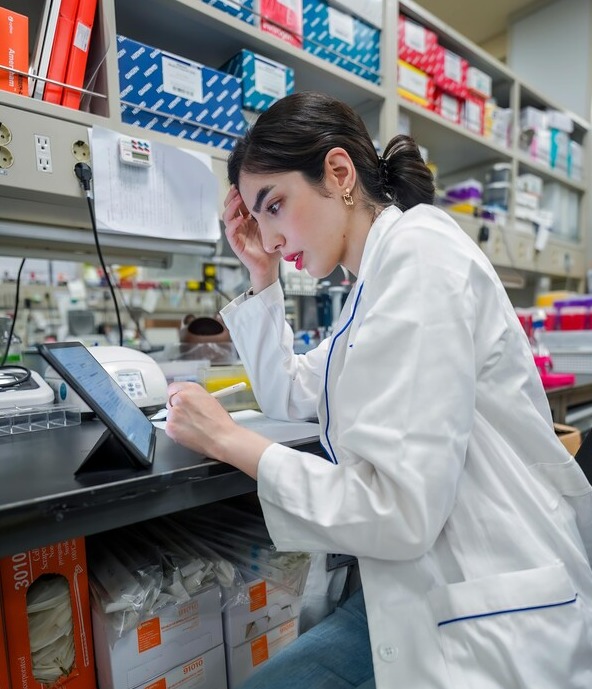 Niusha Shariloo is photographed in her lab conducting research at the National Cancer Center. (Credit: Niusha)