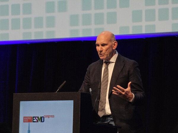 Professor Florian Lordick from the Cancer Center of the University of Leipzig, Germany, gave a presentation at the European Society for Medical Oncology Annual Congress (ESMO 2023) in Madrid on Friday. (KBR Photo)