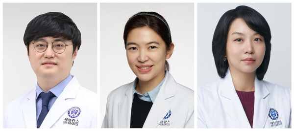 From left, Professors Kim Je-min Kim and Kim Ji-hee of the Dermatology Department at Yongin Severance Hospital and Professor Lee Ju-hee of the Dermatology Department at Severance Hospital (Courtesy of Yonsei University Health System)