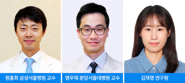 Professor Won Hong-hee (left) and research fellow Kim Jae-young (right) at Samsung Advanced Institute for Health Sciences and Technology (SAIHST) and Professor Myung Woo-jae (center) of Seoul National University Bundang Hospital. The team released the results of their research on the genetics of educational achievement in an international collaboration with a Taiwanese research team. (Courtesy of Samsung Medical Center)