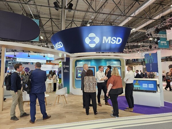MSD’s booth at the European Society for Medical Oncology 2023 in Madrid, Spain (KBR photo)