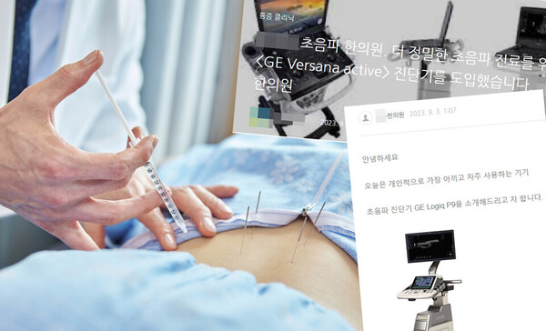 Since the Supreme Court ruling, an increasing number of oriental medicine clinics are using ultrasound diagnostic devices in their practice. The ultrasound photos were captured from the clinic's website and blog posts. (Credit: KBR)