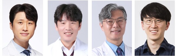 A Severance Hospital and KAIST research team found out why patients develop resistance to traditional pancreatic cancer treatments. They are from left, Professors Leem Ga-lam and Bang Seung-min, Kang Chang-Moo from the Department of Hepatobiliary and Pancreatic Surgery at Severance Hospital, and Professor Park Jong-Eun at KAIST Graduate School of Medical Science and Engineering.