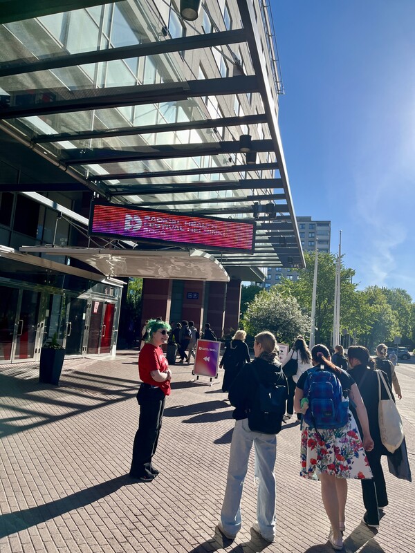 Participants enter the main gate of Messukeskus Expo and Convention Center in Helsinki on Tuesday to attend Radical Health Festival Helsinki 2024. (Credit: Korea Biomedical Review)